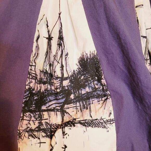 Merona blue and white nautical boat print pleated knee length skirt sz 2 preppy - Picture 5 of 11